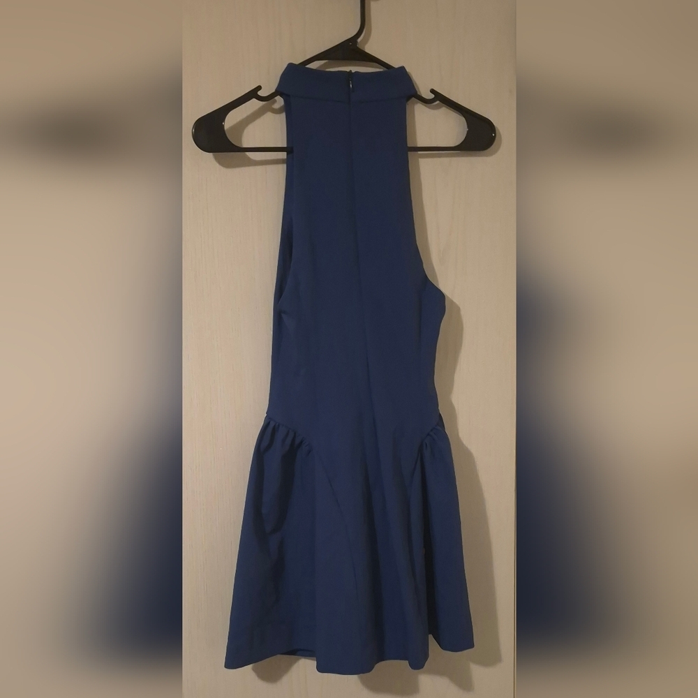 Zara Halter Neck Pleated Mini Dress – Blue – Size XS – NWT - Picture 2 of 6